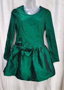 I. Emerald Green Bow Dress