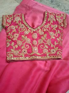Pink Embellished Saree with Blouse