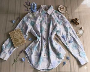 Victorian Style Floral Print Button-Up Shirt