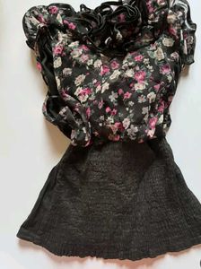 Ruffled Floral Sheer Top