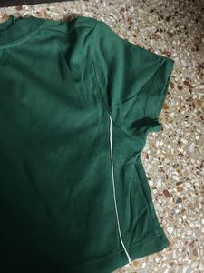 Green V-Neck crop Top with '10' Graphic