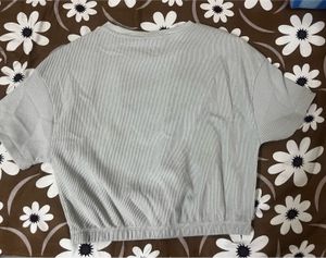 Light Grey Ribbed Cropped Top