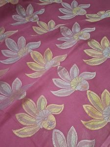 Pink Georgette Saree With Zari Border