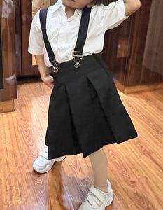 Black Pleated Suspender Skirt