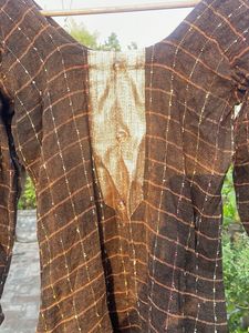 Elegant Brown Checkered Kurta