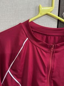 Maroon Swimsuit Top with White Piping
