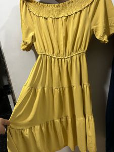 Yellow Tiered Off-Shoulder Dress