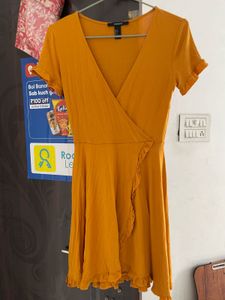 Mustard Yellow Ruffle Wrap Dress
