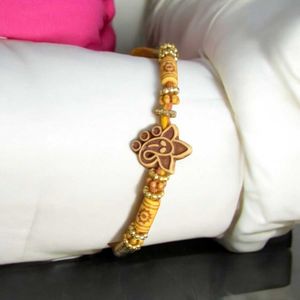 Set of 6 Handcrafted Rakhi With Roli Chawal