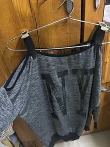Grey NY Cold Shoulder Top