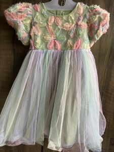 Pastel Tulle Dress with Floral Appliques