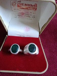 pure silver couple Emerald Rings Set