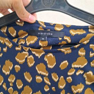 Navy &amp; Gold Leopard Print Top