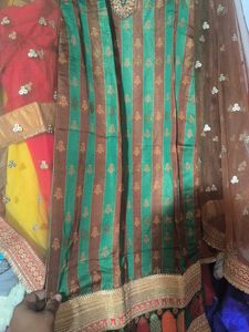 Elegant Brown &amp; Green Kurta Set