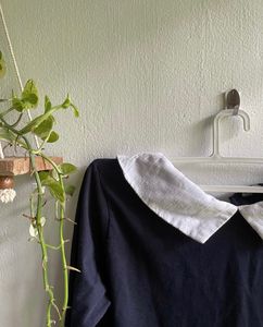 Navy blue Peter Pan Collar Top, fits S size.