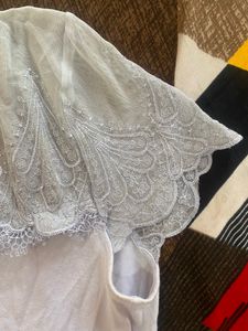 Powder Blue Net Embroidered Top