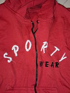 Red "Sporty Wear" Zip-Up Hoodie