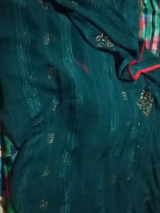 Stunning Embellished Teal Saree