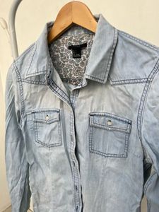 Light Wash Denim Button-Down Shirt