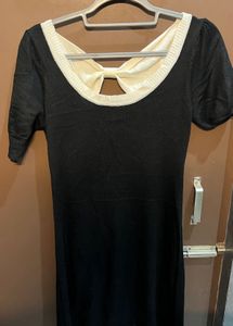 Chic Bow Detail Black &amp; White Dress
