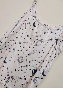 White Cute Space Printed Set For 34 Bust