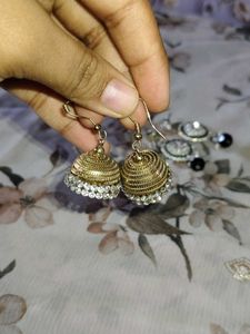 Elegant Jhumka and Stud Earrings Set