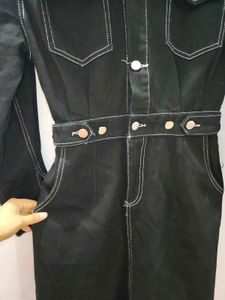 Black Denim Jumpsuit