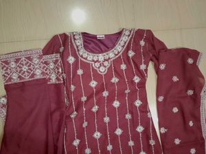 Elegant Maroon Embroidered Kurta Set
