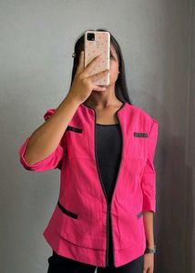 Vibrant Pink Open Front Blazer