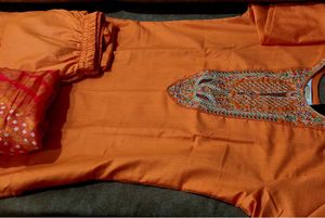 Elegant Orange Kurta Set with Dupatta