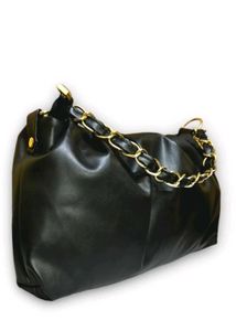 Chic Black Shoulder Bag with Gold Chain
