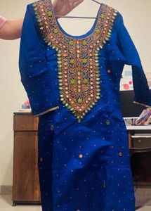 Royal Blue Embroidered suit and salwar