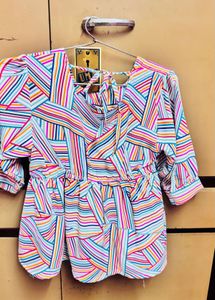 Vibrant Striped Peplum Top