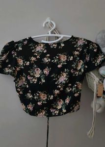 Floral Print Ruched Crop Top
