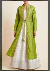Pista green cape with inner gown