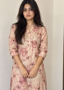 Pink Floral Print Kurta
