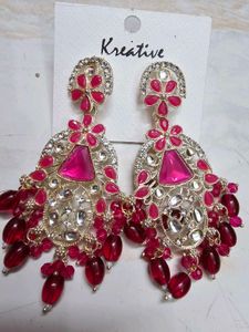 Stunning Pink &amp; Red Dangle Earrings