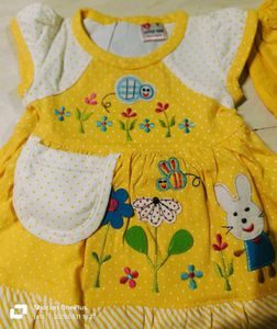 Cute Baby Girl's Yellow Dress Set