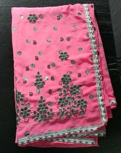Beautiful Pink Saree with Embellishments
