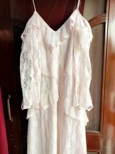Lace Ruffle Maxi Dress by AMAGYAA