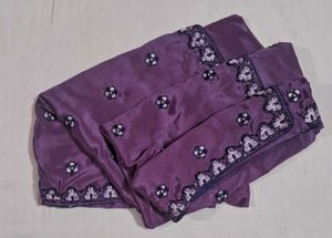 Elegant Purple Embroidered Saree with Blouse