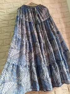 Bohemian Blue Print Tiered Skirt