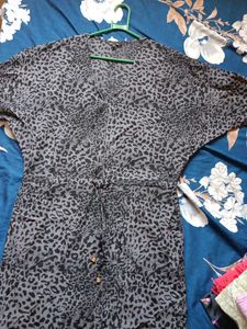 Stylish Leopard Print V-Neck Dress