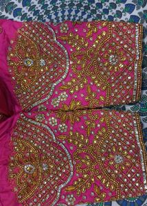 Vibrant Pink Bridal maggam work Blouse