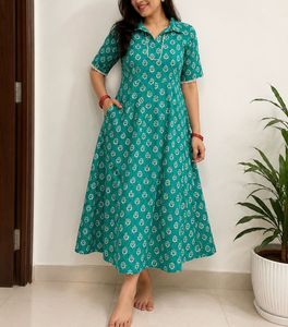 Green Printed Kurta Dress