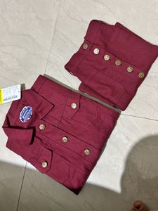 Bramd new Maroon Denim Jacket and Skirt