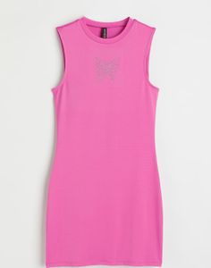 Pink Rhinestone Butterfly Dress