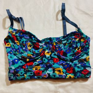 Floral Print Bustier Crop Top &amp; bra