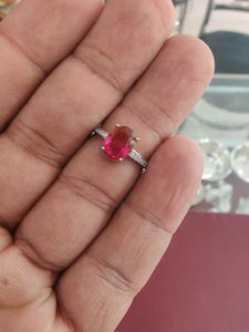 92.5 Heart Shape Amethyst Ring with hallmark