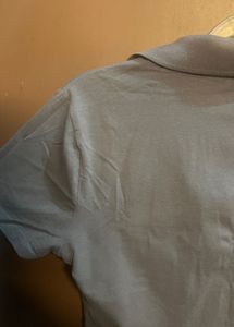 H&amp;M Grey Cropped Polo Top